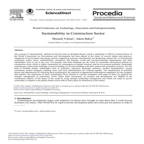 Sustainability in Construction Sector | PDF