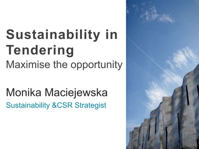 Sustainability in tendering