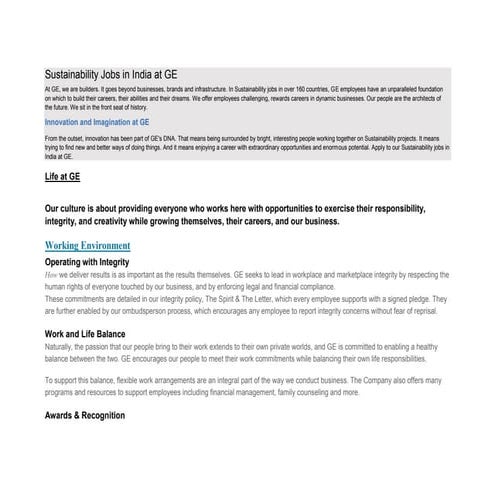 Sustainability jobs & contract employment in india