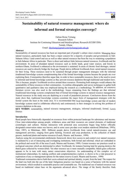 Sustainability of natural resource management