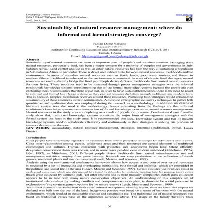 Sustainability of natural resource management | PDF