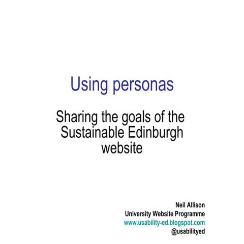 Sustainability Edinburgh Personas introduction & workshop