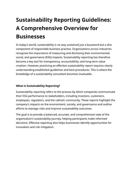 An introduction to sustainability reporting | PPT