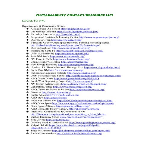 Sustainability resources