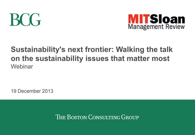 Sustainability's next frontier
