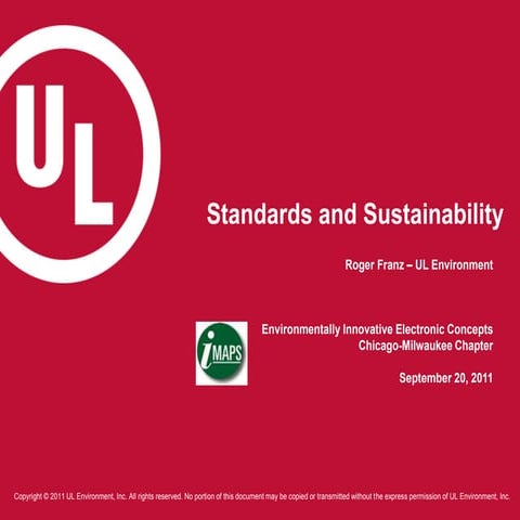 Sustainability and Standards presented at imaps Sep 20, 2011