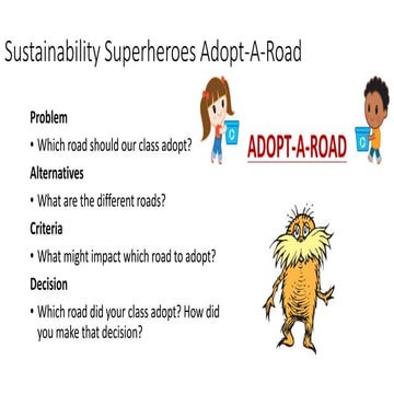 Sustainability superheroesadopta road