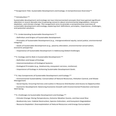 Sustainable Development and Ecology: A Comprehensive Overview | PDF