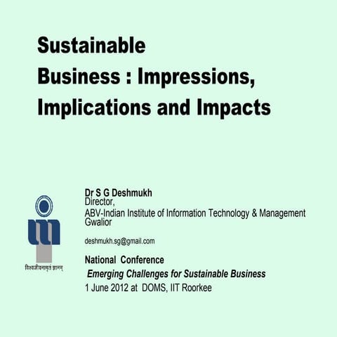 Sustainable business-sgd-2012-iitr