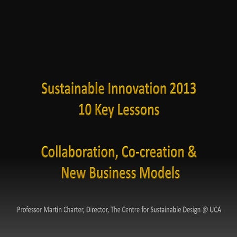 Sustainable innovation-2013-key-lessons