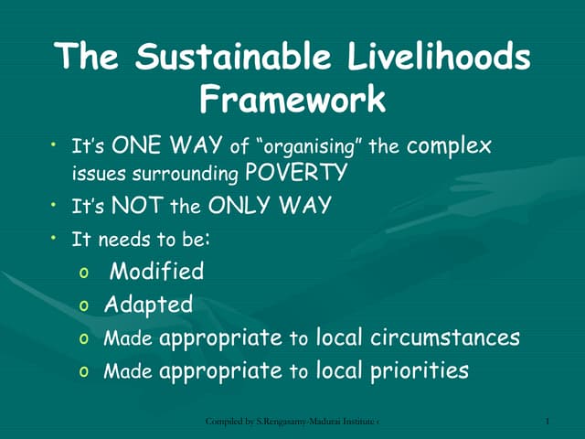 Sustainable Livelihood SR