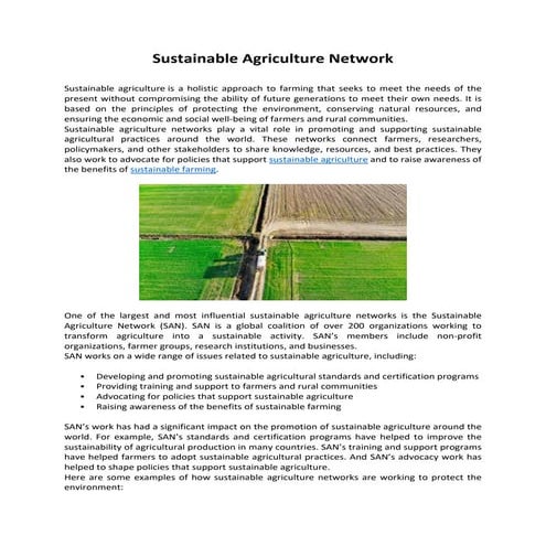 Sustainable Agriculture Network | PDF