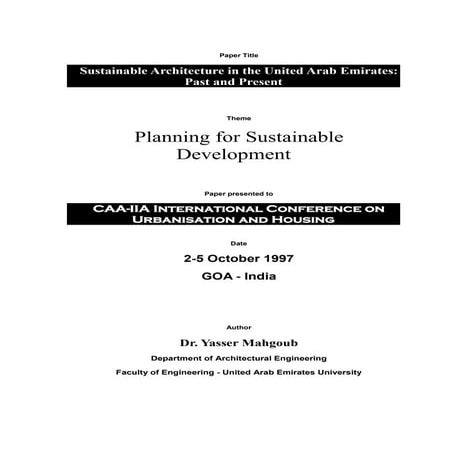 Sustainable architecture in the united arab emirates past and present