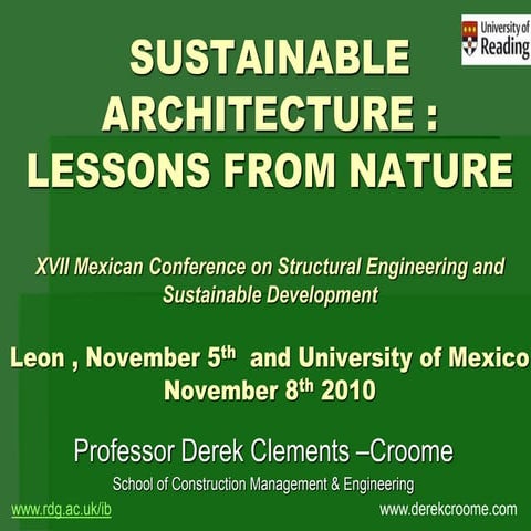 Prof Derek Clements-Croome - Sustainable architecture 