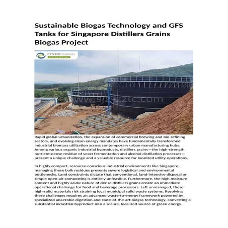 Sustainable Biogas Technology and GFS Tanks for Singapore Distillers ...