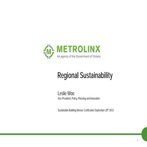 Metrolinx - Intro to Regional Planning in the GTA