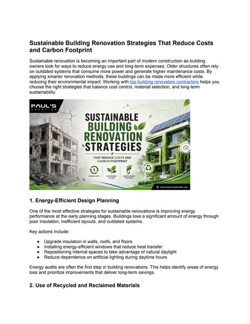 Sustainable Building Renovation Strategies That Reduce Costs and Carbon ...