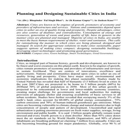 Planning and Designing sustainable cities in India