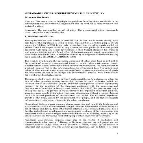 Sustainable cities requirement of xxi century