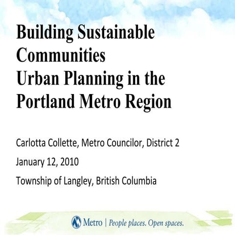 Building Sustainable Communities: Urban Planning in the Portland Metro Regi...