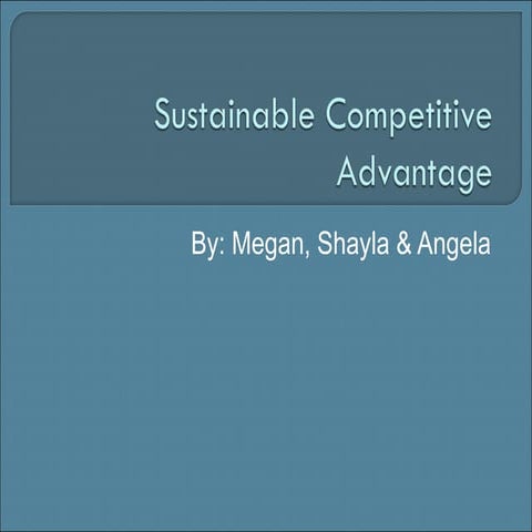 Sustainable Competitive Advantage