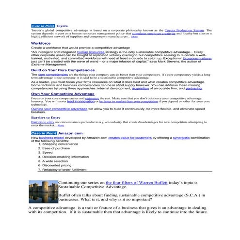 Sustainable competitive advantage cs & notes toyota cs