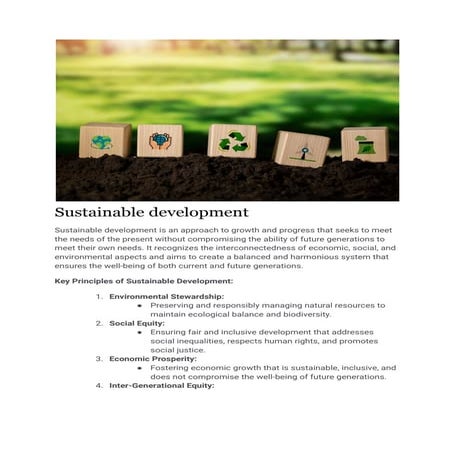 Sustainable Development and Ecology: A Comprehensive Overview | PDF