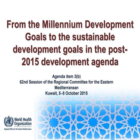 From the Millennium Development Goals to sustainable development goals in the...