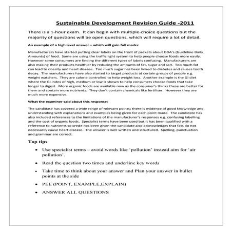 Sustainable development revision guide