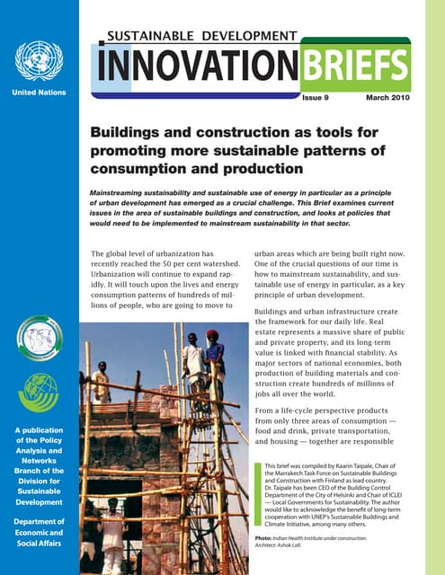 Sustainable devlopment innovation briefs