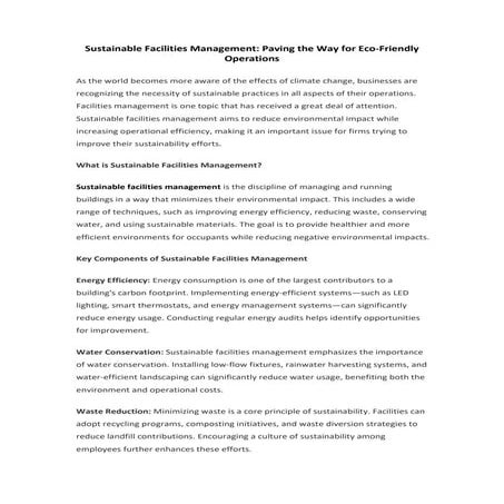 Embracing Sustainable Facilities Management: A Greener Future