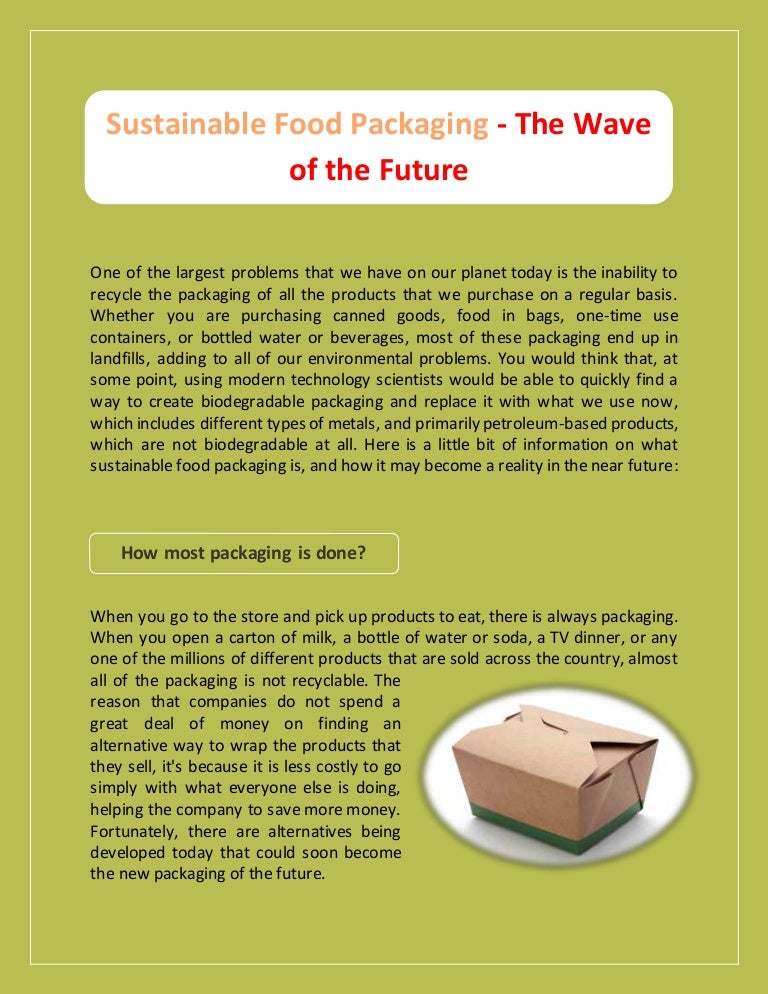 Sustainable Food Packaging The Wave of the Future