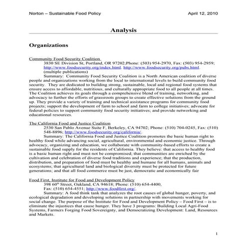 Sustainable Food Policy Analysis