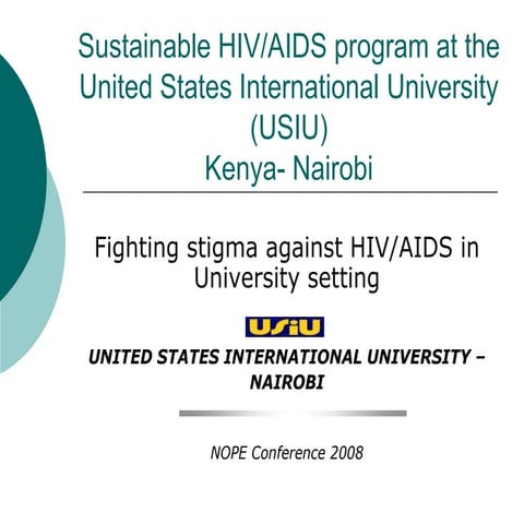 Sustainable hivaids program at the united states international ...