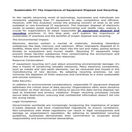 Sustainable IT: The Importance of Equipment Disposal and Recycling.doc