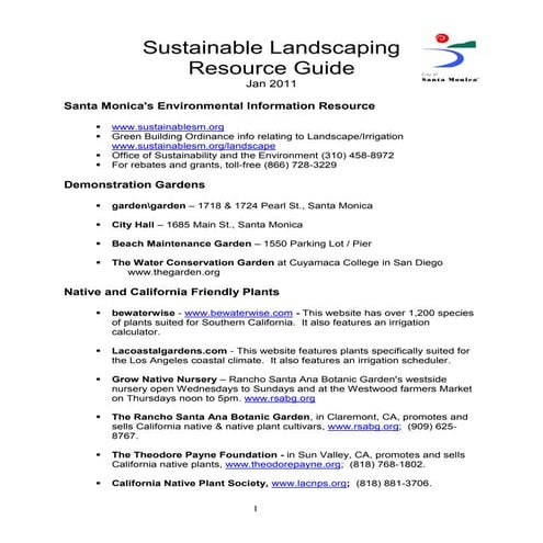 Santa Monica's Sustainable Landscaping Resource Guide