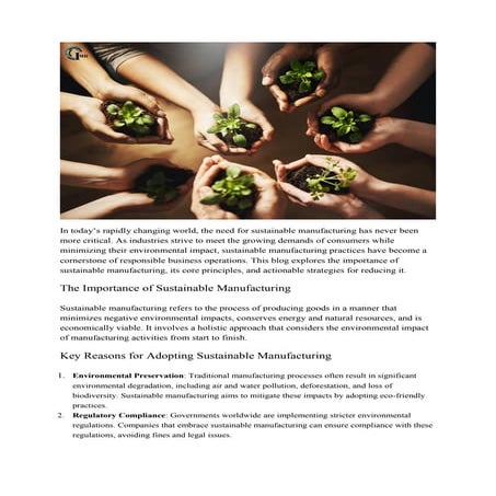 Sustainable Manufacturing | PDF