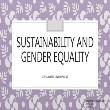 Gender Equality in Sustainable Development