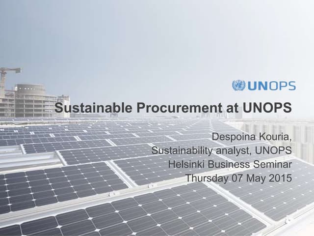 Sustainable procurement at unops