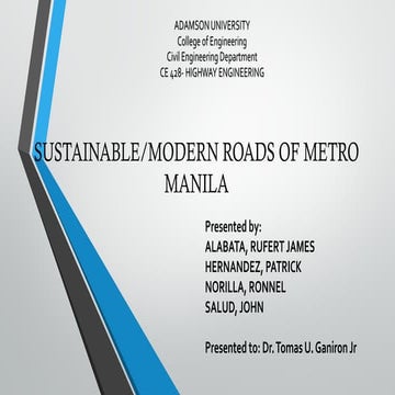 Sustainable Roads in Metro Manila