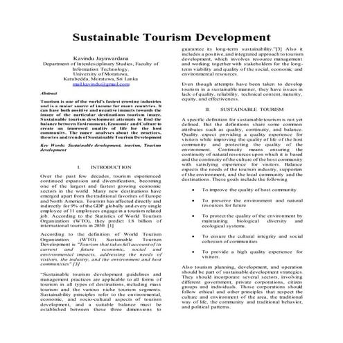 Sustainable Tourism Development | DOCX