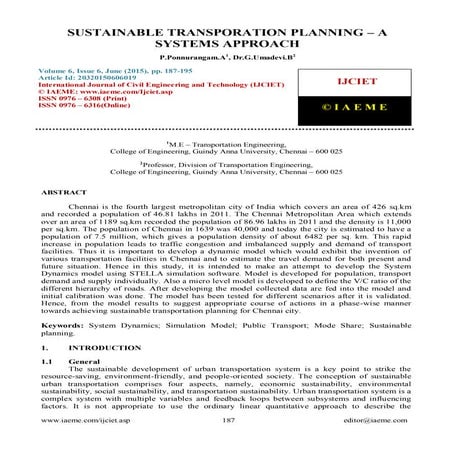 Sustainable transporation planning – a systems approach