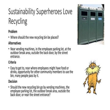 Sustainablity superheroes recycle bins