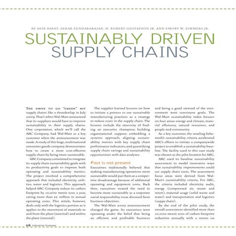 Sustainably driven supply chains