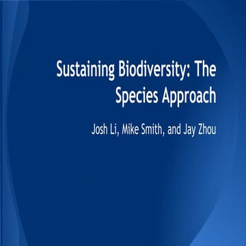Sustaining Biodiversity