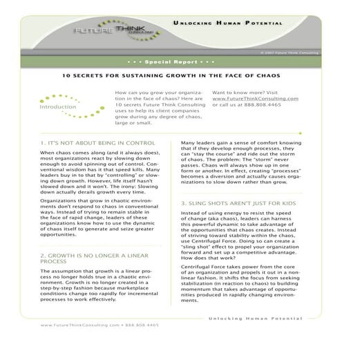 Sustaining Growth In The Face Of Chaos