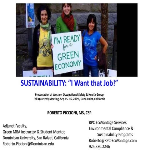 &quot;Sustainability! - I Want that Job!&quot;