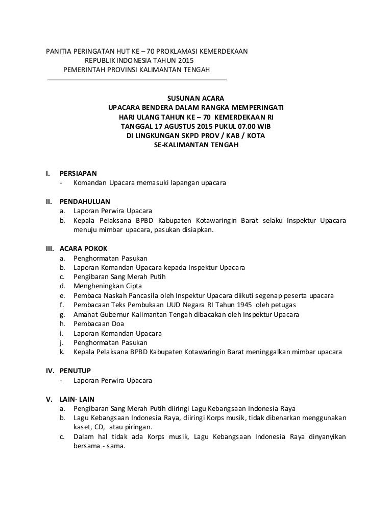 Susunan Upacara Di Skpd Hut Ri 2015