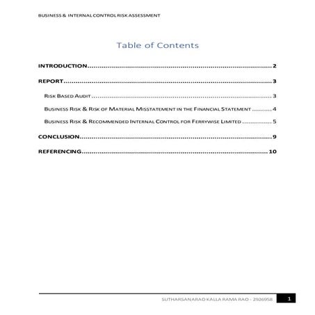 Audit & Assurance BA(Hons) Accounting & Finance- Year 3