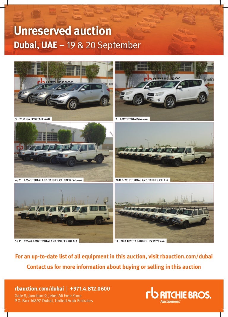 Over 100 Land Cruisers on Ritchie Bros Dubai Auction. No Minimum Bids…
